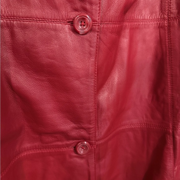 Jessica London Red Leather Swing Coat 32W NWT Plus Size A-Line Trapeze Mid-Lengt - Picture 5 of 7